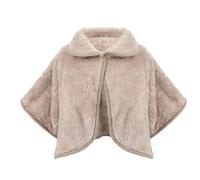 NICEYEA Plush Shoulder Shawl Cape Thermal Wrap for Women Warm Short Cape Shoulder Poncho Neck Gift (UK, Alpha, One Size, Regular, Regular, Brown)