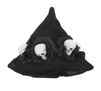 NICEYEA Punk Halloween Black Witch Hat Gothic Pointed Hat Lolita Demon Skeleton Hand Rose Mesh Wizard Hat Ghost Festival Party Carnival Cosplay Headwear Accessory (Style 4)