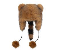 NICEYEA Raccoon Ear Hat Soft Raccoon Hat Fur Headpiece