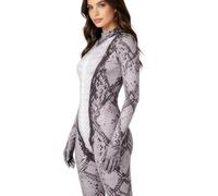 NICEYEA Women's Snake Shaped Jumpsuit Python Cosplay Costume 3D Printed Snake Skin Design Snake Pattern Elastic Full Body Suit Suitable for Halloween Cosplay and Parties