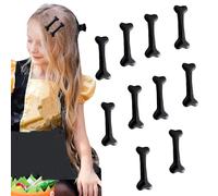 NiceYnn 10pcs Bone Hair Clips, Vivid Dog Bones Hairpins, Halloween Goth Barrettes, Girls Anti-slip Alligator Hair Pins, Cosplay Party Cartoon Skull Skeleton Duckbill Hair Clip #D Black