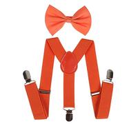 NiceYnn 2 Pieces Kids Braces Bowtie Sets, 60cm Adjustable Y-Back Clip-on Elastic Suspenders For Children, 10cm Classic Pre-Tied Bow Tie Braces for 1-9 Years Boys Girls