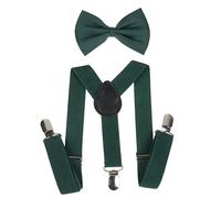 NiceYnn 2 Pieces Kids Braces Bowtie Sets, 60cm Adjustable Y-Back Clip-on Elastic Suspenders For Children, 10cm Classic Pre-Tied Bow Tie Braces for 1-9 Years Boys Girls