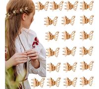 NiceYnn 20pcs Mini Butterfly Hair Claw Clips for Women, Tiny Cute Hair Jaw Clamps Non-Slip Bangs Pins Hair Accessories, Sweet Alloy Mini Hollow Rose Bangs Claw Clips for Girls Teens Kids Gold