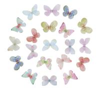 NiceYnn 20pcs Mini Lace Butterfly Hair Clips for Girls, Small Double Layered Butterfly Crocodile Clips, Realistic Colorful Moving Wings Alligator Clips Cute Tiny Hair Accessories for Women K