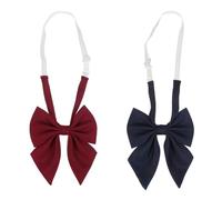 NiceYnn 2pcs Bow Tie for Women Girls, Adjustable Pre-tied Elastic Band Bowknot Neck Ties Solid Color Bowtie for Shirt Uniform School Party Cosplay Daily, Women's Pre-Tie Bow Ties Ribbon Choker A
