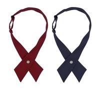 NiceYnn 2pcs Cross Bow Tie for Women Men, Pre-Tied Necktie Adjustable Button Girls Boys School Uniform Neck Ties, Solid Color Adults Teens Bowtie for Cosplay T-shirt Accessory E