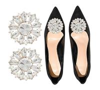 NiceYnn 2pcs Decoration Removable Shoe Buckle, Charms Rhinestone Crystal Pearl Rose Flower Bowknot Shoe Clips for Women Lady Girls Bridal Wedding Party Purse Gold #D