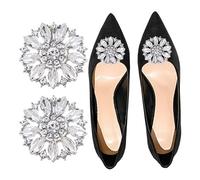 NiceYnn 2pcs Decoration Removable Shoe Buckle, Charms Rhinestone Crystal Pearl Rose Flower Bowknot Shoe Clips for Women Lady Girls Bridal Wedding Party Purse Silver #C