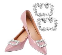 NiceYnn 2pcs Decoration Removable Shoe Buckle, Charms Rhinestone Crystal Pearl Rose Flower Bowknot Shoe Clips for Women Lady Girls Bridal Wedding Party Purse Silver #B
