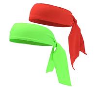 NiceYnn 2pcs Head Ties Headband, Unisex Elastic Bandana Adjustable Sports Tie Back Sweatband Non-Slip Yoga Ninja Karate Hair Band Head Strap Scarf Wrap Wristband for Running Fitness Red Green