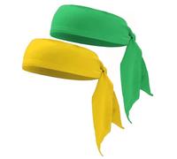 NiceYnn 2pcs Head Ties Headband, Unisex Elastic Bandana Adjustable Sports Tie Back Sweatband Non-Slip Yoga Ninja Karate Hair Band Head Strap Scarf Wrap Wristband for Running Fitness Green Yellow