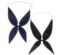 NiceYnn 2pcs Pre Ties Bow for Women, School Uniform Lolita Sailor Girls Cosplay Bow Tie Adjustable Satin Bowtie Floppy Pre-tied, Elastic Band Bowknot Neck Ties Shirt Accessory I