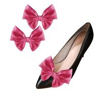NiceYnn 2pcs Removable Satin Bowknot Shoe Buckles, Detachable Ribbon Bow Shoe Clips for Women Girls Wedding Party Pumps Flats High Heels, DIY Charms Shoes Hat Scarf Bag Decorative