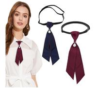 NiceYnn 2pcs Women Pre-Tied Pearl Bowtie, Adjustable Elastic Collar Necktie Elegant Detachable Bowknot Ribbon Bow Tie for Wedding Banquet Party Ball Club Girl Lady Suit Uniform Shirt Blue Red