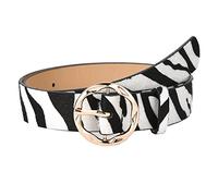 NiceYnn 3cm Wide Fashion Snake Leopard Irregular Buckle Leather Belt - Women Soft Faux Leather Chic Belt for Jeans Dress Pants Coat Zebra