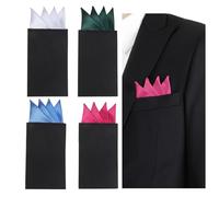 NiceYnn 4pcs Men's Flat Prefolded Pocket Square Solid Triangles Suit Handkerchief, Silk Mens Pocket Squares on Card Set Hanky Adjustable Cardboard for Jacket or Wedding Formal Tuxedo B