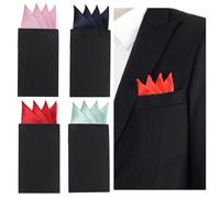 NiceYnn 4pcs Men's Flat Prefolded Pocket Square Solid Triangles Suit Handkerchief, Silk Mens Pocket Squares on Card Set Hanky Adjustable Cardboard for Jacket or Wedding Formal Tuxedo C