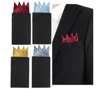 NiceYnn 4pcs Men's Flat Prefolded Pocket Square Solid Triangles Suit Handkerchief, Silk Mens Pocket Squares on Card Set Hanky Adjustable Cardboard for Jacket or Wedding Formal Tuxedo A