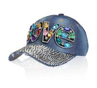 NiceYnn 6 Panel Bling Studded Rhinestone Denim Baseball Hat, Diamond Jewel Pearl Adjustable Snapback Cap Trucker Hip Hop Hats Outdoor Sports Sun Golf Cap Visor