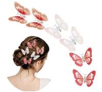 NiceYnn 6pcs 3D Moving Wings Butterfly Hair Clips, Realistic Embroidery