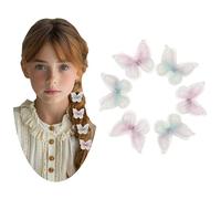NiceYnn 6pcs Mini Multilayer Lace Embroidery Butterfly Diamond Hair Clips, Realistic 3D Moving Butterfly Wings Alligator Hair Pins Barrettes Cute Small Hair Accessories for Girls Kids Teens Women