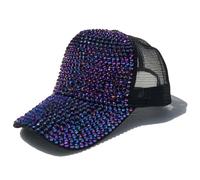 NiceYnn Bling Pearl Studded Back Mesh Baseball Cap, Women Fashionable Adjustable Mesh Trucker Hat Snapback Sun Hat Sports Golf Visor, UPF 50+ Travel Summer Hats