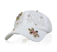 NiceYnn Charm Lace Mesh Baseball Cap, Bling Sequin Flower Breathable Adjustable Snapback Trucker Caps, Girls UPF 50+ Travel Summer Sun Hat Visor Hip Hop Golf Hats