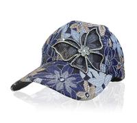 NiceYnn Charm Lace Mesh Baseball Cap, Bling Sequin Flower Breathable Adjustable Snapback Trucker Caps, Girls UPF 50+ Travel Summer Sun Hat Visor Hip Hop Golf Hats
