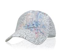 NiceYnn Charm Lace Mesh Baseball Cap, Bling Sequin Flower Breathable Adjustable Snapback Trucker Caps, Girls UPF 50+ Travel Summer Sun Hat Visor Hip Hop Golf Hats