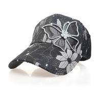 NiceYnn Charm Lace Mesh Baseball Cap, Bling Sequin Flower Breathable Adjustable Snapback Trucker Caps, Girls UPF 50+ Travel Summer Sun Hat Visor Hip Hop Golf Hats