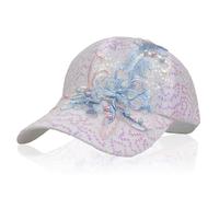NiceYnn Charm Lace Mesh Baseball Cap, Bling Sequin Flower Breathable Adjustable Snapback Trucker Caps, Girls UPF 50+ Travel Summer Sun Hat Visor Hip Hop Golf Hats