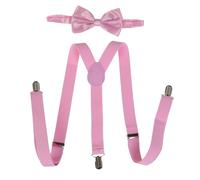 NiceYnn Classic Braces and Bow Tie Set, 2.5cm Wide Y Back Adjustable Elastic Suspenders with 3 Clips, 12cm Woven Pre-tied Bowtie, One Size for Men Women Wedding Festivals Cosplay Party