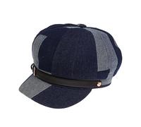 NiceYnn Cotton Baker Boy Cap for Women Girl, Retro 8 Panel Newsboy French Berets Painter Hat Flat Peaked Caps Denim Visor Denim Navyblue