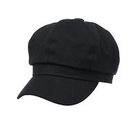 NiceYnn Cotton Baker Boy Cap for Women Girl, Retro 8 Panel Newsboy French Berets Painter Hat Flat Peaked Caps Denim Visor Solid Black