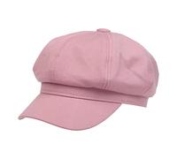 NiceYnn Cotton Baker Boy Cap for Women Girl, Retro 8 Panel Newsboy French Berets Painter Hat Flat Peaked Caps Denim Visor Solid Pink