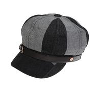 NiceYnn Cotton Baker Boy Cap for Women Girl, Retro 8 Panel Newsboy French Berets Painter Hat Flat Peaked Caps Denim Visor Denim Black
