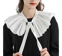 NiceYnn Court Shawl False Collar Retro Embroidery Flower Fake Collar Mini Cape Collarless Dress Shirts Blouse Collar White Ruffles