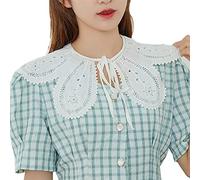 NiceYnn Court Shawl False Collar Retro Embroidery Flower Fake Collar Mini Cape Collarless Dress Shirts Blouse Collar White Flower Collar