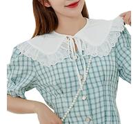 NiceYnn Court Shawl False Collar Retro Embroidery Flower Mini Cape for Collarless Dress Shirts Blouse White Princess Court
