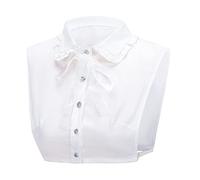 NiceYnn Detachable Bowknot Victorian Half Shirt Lapel Shirt Collar Sweet Bow Tie Chiffon Fake Blouse Collar for Women Girl Office Work Dickey Tops