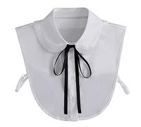 NiceYnn Detachable Bowknot Victorian Half Shirt Lapel Shirt Collar Sweet Bow Tie Chiffon Fake Blouse Collar for Women Girl Office Work Dickey Tops