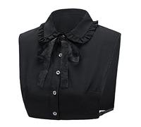 NiceYnn Detachable Bowknot Victorian Half Shirt Lapel Shirt Collar Sweet Bow Tie Chiffon Fake Blouse Collar for Women Girl Office Work Dickey Tops