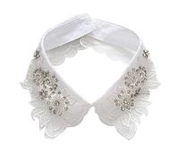NiceYnn Detachable Fake Collar Choker, Women Shirt False Collar False Necklaces for Collarless Clothes Dress White Lace Flower Rhinestones