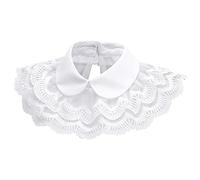 NiceYnn Detachable Fake Collar Mini Cape, Dickey False Collar Shawl with Button, Women's Tops Shirt Dress Sweaters Collar White Court Style Lace Mesh