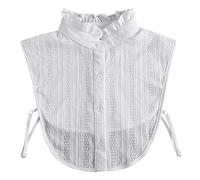 NiceYnn Detachable Half Shirt False Collar Hollow Out Lace White Black Flower Round/Peaked Collar Ruffles for Women Girls