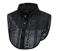 NiceYnn Detachable Half Shirt False Collar Hollow Out Lace White Black Flower Round/Pointed Collar Ruffles for Women Girls