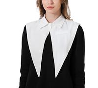 NiceYnn Detachable Mini Cape, Dickey False Collar Shawl with Button, Women's Tops Shirt Dress Sweaters White Big Pointed Collar