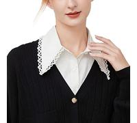 NiceYnn Detachable Victorian Pleated Lapel Shirt Collar Vintage Elegant Girls Women's False Collar Chiffon Half Shirt Blouse Mock Neck Top