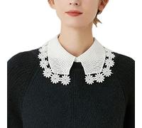 NiceYnn Detachable Victorian Pleated Lapel Shirt Collar Vintage Elegant Girls Women's False Collar Chiffon Half Shirt Blouse Mock Neck Top